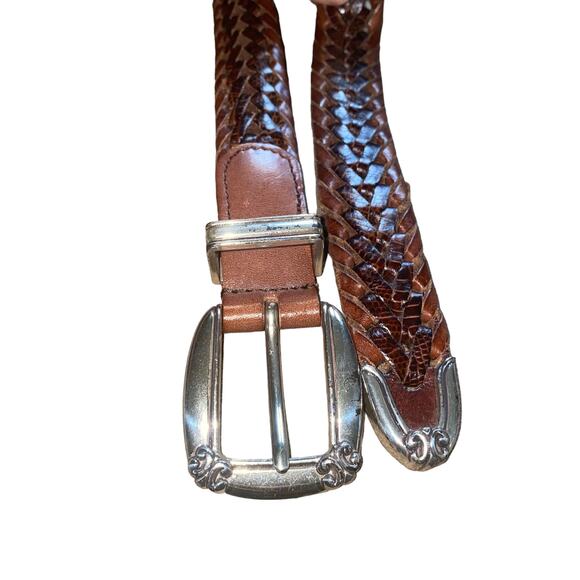 Fossil Genuine Leather Rope Belt Brown with silver hardware size large BT4485COG - Picture 6 of 9